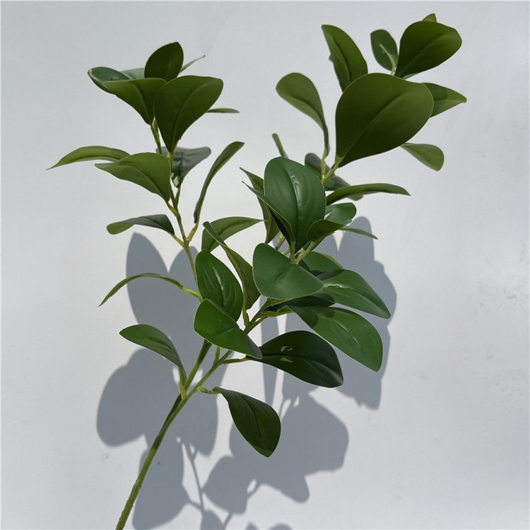 E-L043 Wholesale 3D Artificial Long Stem Green Leaves Plant For Home Wedding Decor