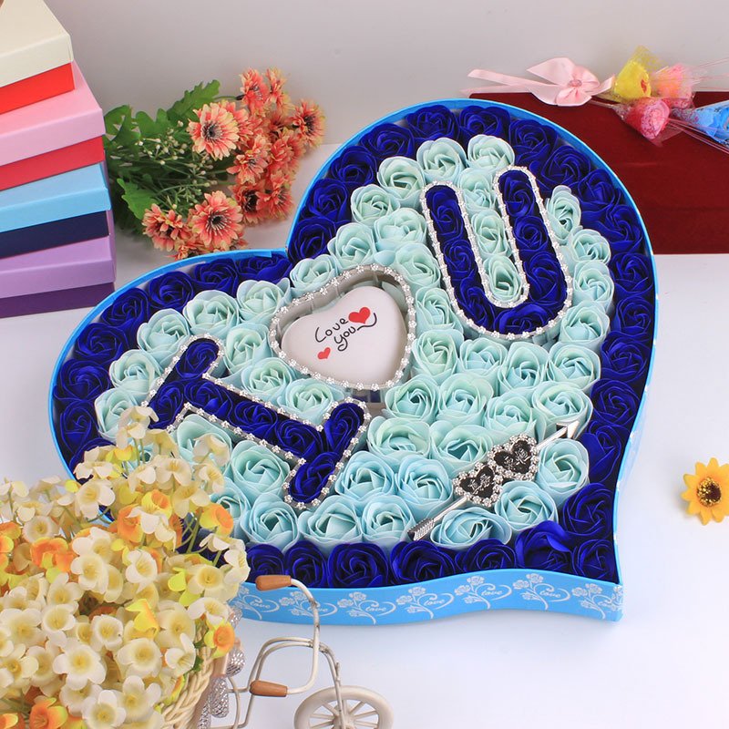 Preserved artifical flowers Love shaped purple soap flowers beautiful gifts for ladies