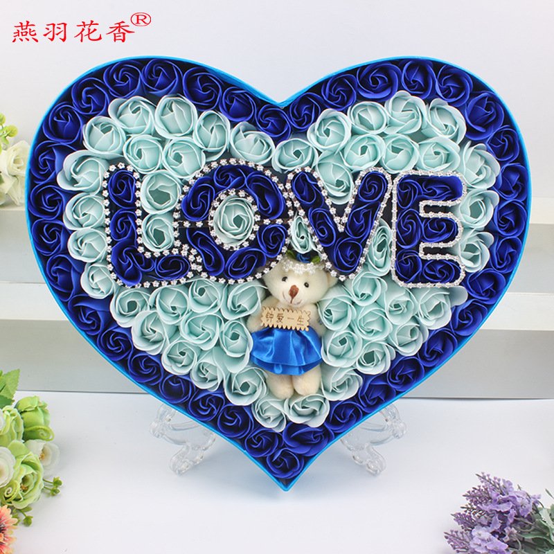 Preserved artifical flowers Love shaped purple soap flowers beautiful gifts for ladies