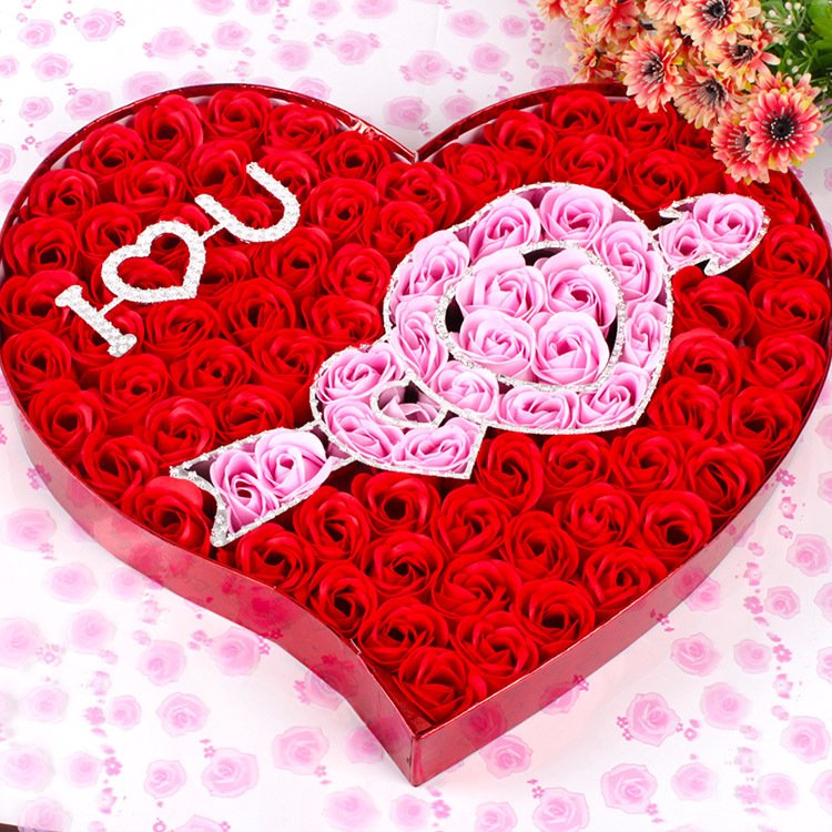 Preserved artifical flowers Love shaped purple soap flowers beautiful gifts for ladies