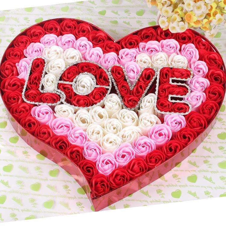 Preserved artifical flowers Love shaped purple soap flowers beautiful gifts for ladies