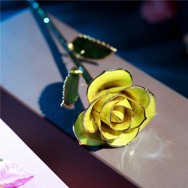 Factory OEM ODM rainbow real natural preserved rose 24K gold dipped rose for mother and girlfriend
