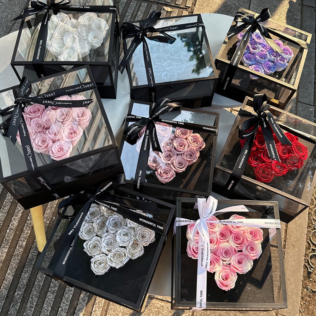 Low Price Flower Valentines Day Gift Long Life Lasting Real Natural Everlasting Immortal Roses Forever Eternal Rose in Glass