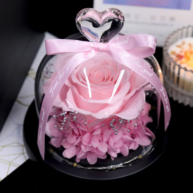 Wholesale preserved flowers roses fresh cut flowers everlasting heart in glass dome