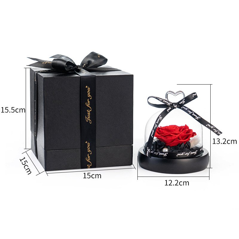 Wholesale preserved flowers roses fresh cut flowers everlasting heart in glass dome