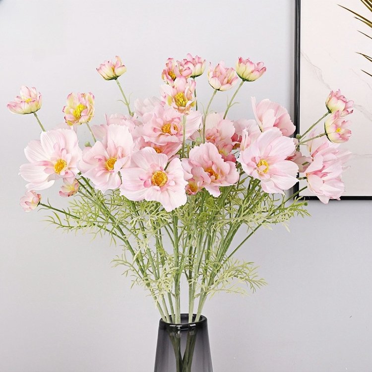 Hot Sale Large Single Stem Velvet Cosmos Silk Artificial Flowers for Wedding Table Centerpiece Flower Decoration