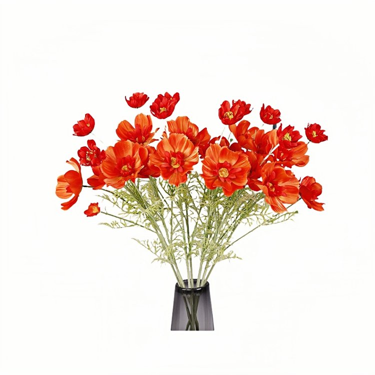 Hot Sale Large Single Stem Velvet Cosmos Silk Artificial Flowers for Wedding Table Centerpiece Flower Decoration