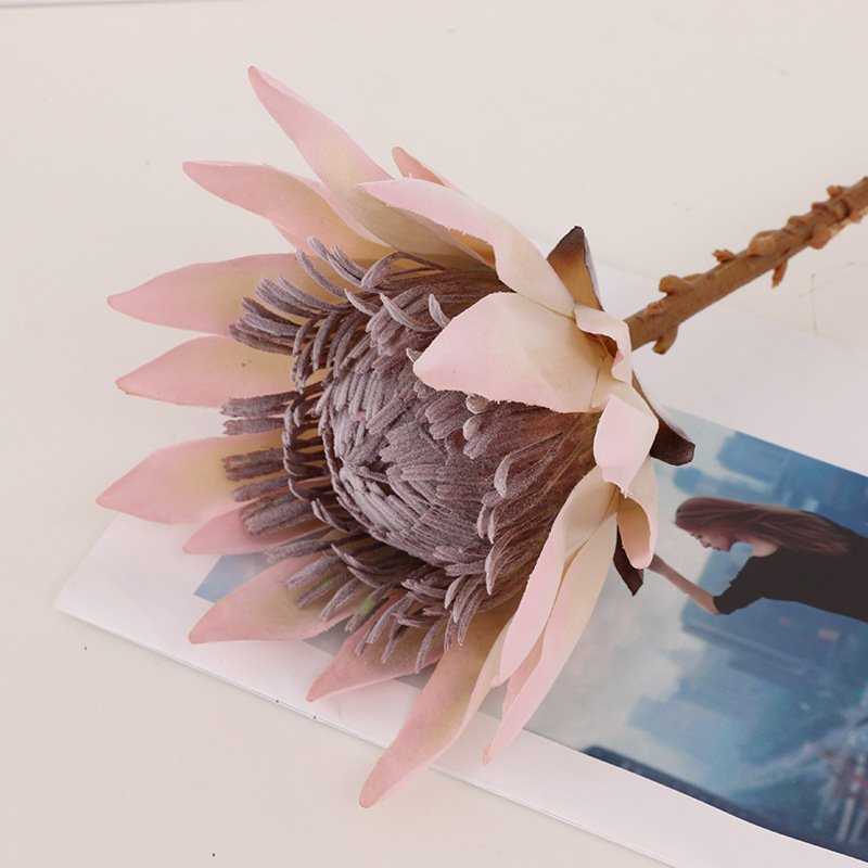 valentine's day decoration artificial silk flower protea cynaroides tropical fake king protea flower