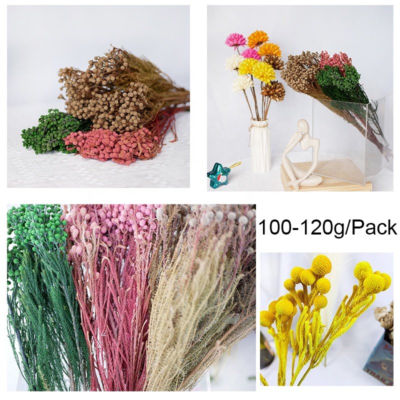 Direct Sale Low Price Small Bouquet Decorative Flowers Wholesale Small Beans Red Pepper Fruit Preserved Coral Fruit Dried Flower