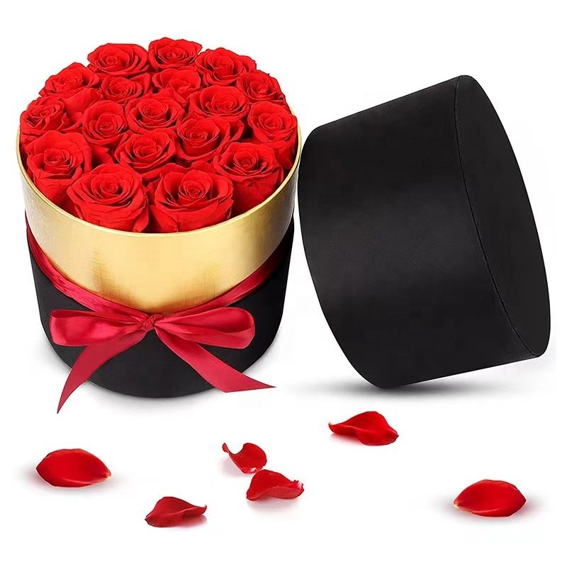 Amazon Hot Selling forever rose preserved flowers in gold gift box for wedding decoration infinity eternity rose eternal flower
