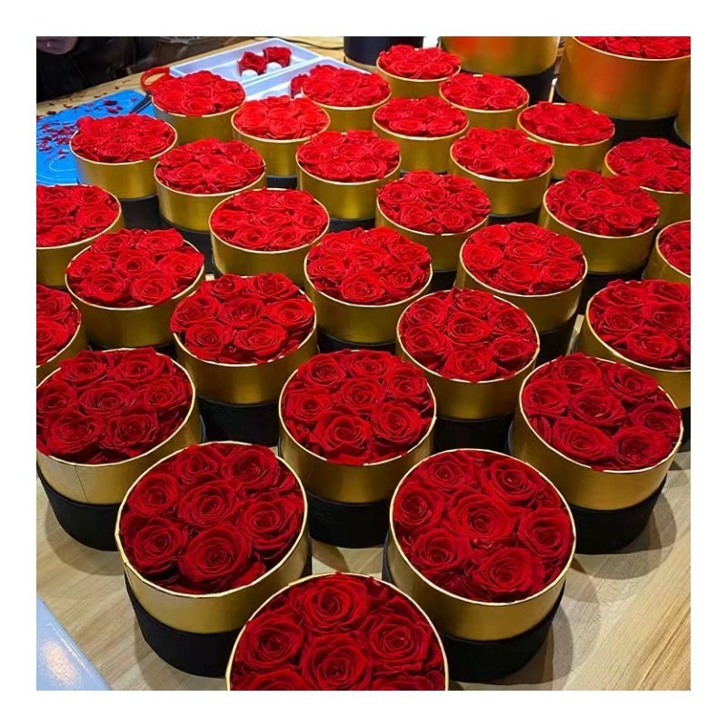 Amazon Hot Selling forever rose preserved flowers in gold gift box for wedding decoration infinity eternity rose eternal flower