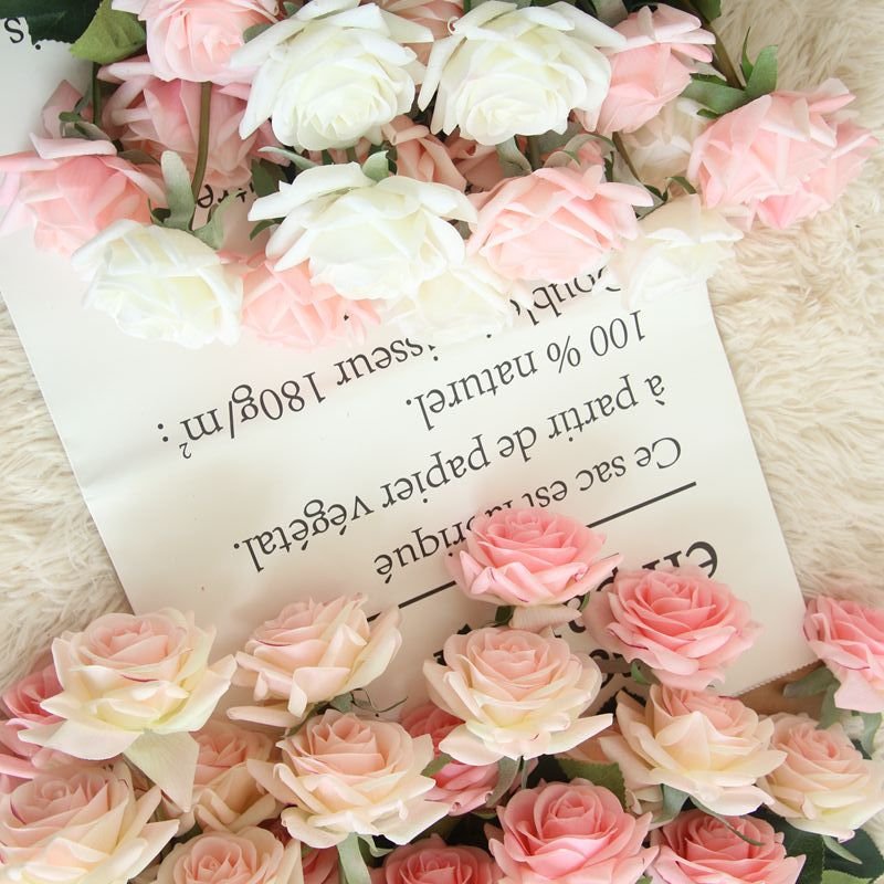 O-X280 Real Touch Moisturizing flower Artificial Rose with Leaves Stem Silk Latex Wedding Moisturized Artificial Rose Flowers
