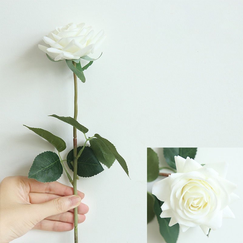 O-X280 Real Touch Moisturizing flower Artificial Rose with Leaves Stem Silk Latex Wedding Moisturized Artificial Rose Flowers