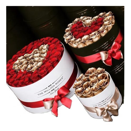 Custom White Paper Candle Packaging Box Single Round Preserved Roses Flower Soap Gift Packaging Box With Foam Insert