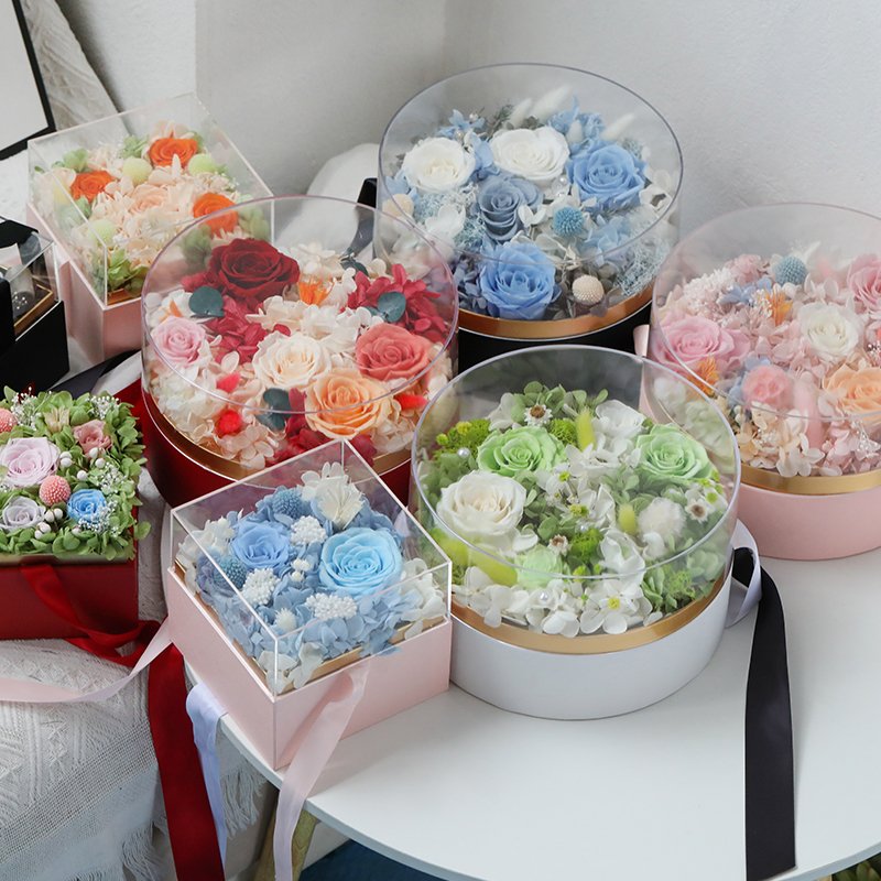 Wholesale Long Lasting Forever Real Touch Wedding Gifts Natural Preserved Rose Flowers Eternal Roses In Acrylic Box