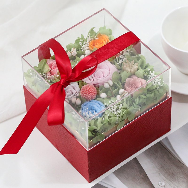 Wholesale Long Lasting Forever Real Touch Wedding Gifts Natural Preserved Rose Flowers Eternal Roses In Acrylic Box