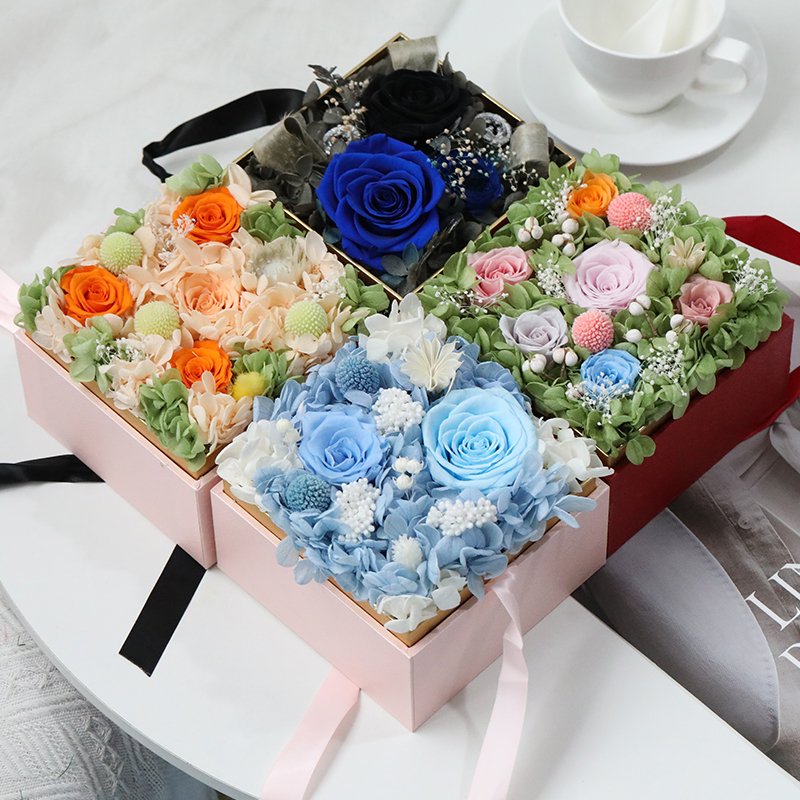 Wholesale Long Lasting Forever Real Touch Wedding Gifts Natural Preserved Rose Flowers Eternal Roses In Acrylic Box