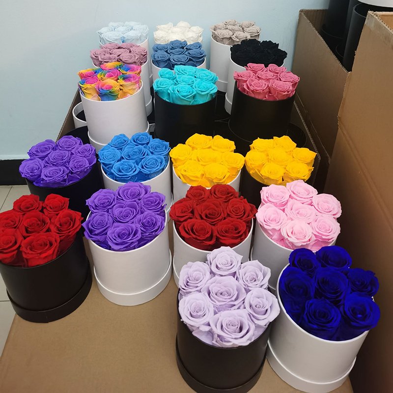 China Wholesale Customized Flower Boxes Eternal Rose Preserved Flower Gift Boxes Handmade Preserved Flower Box
