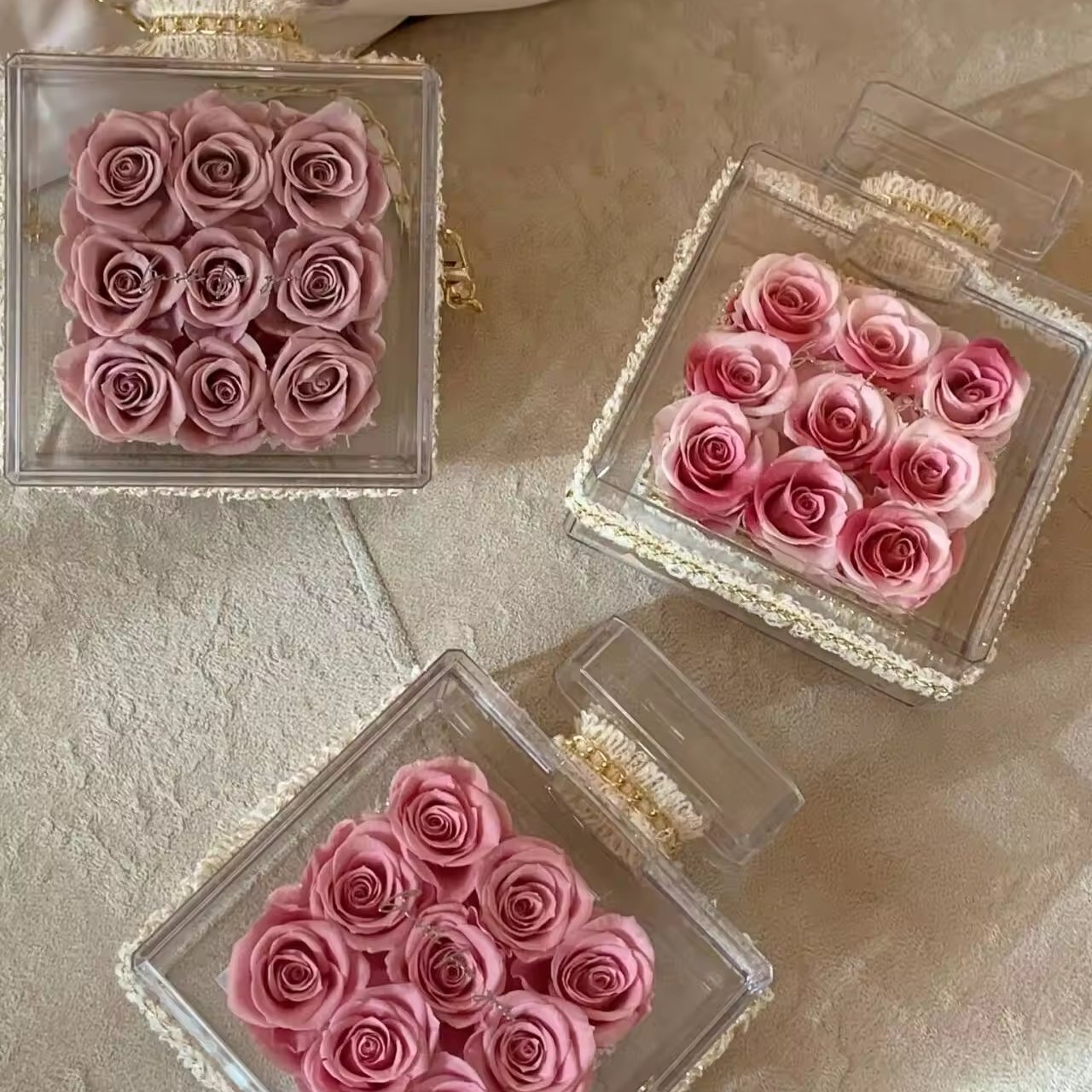 eternal forever flower real preserved roses box perfume bottle preserved eternal rose for gifts