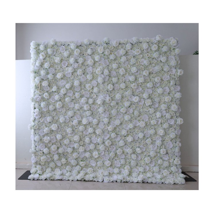 High Quality White Artificial Silk Flowers Wall Panels for Wedding Backdrop Decoration