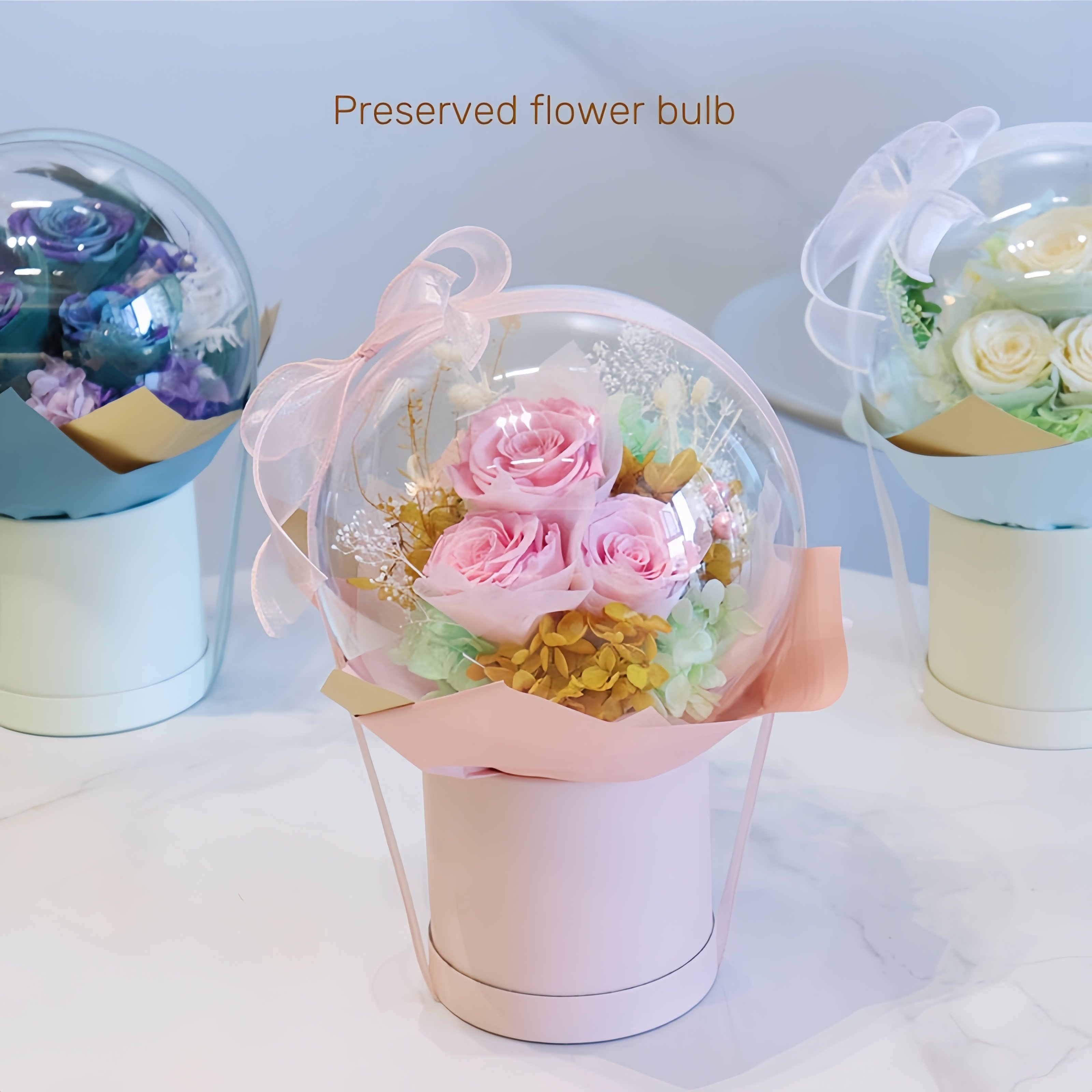 Wholesale bo bo bubble transparent clear ball flower box rose bouquet transparent acrylic flower box bobo ball for flower decor