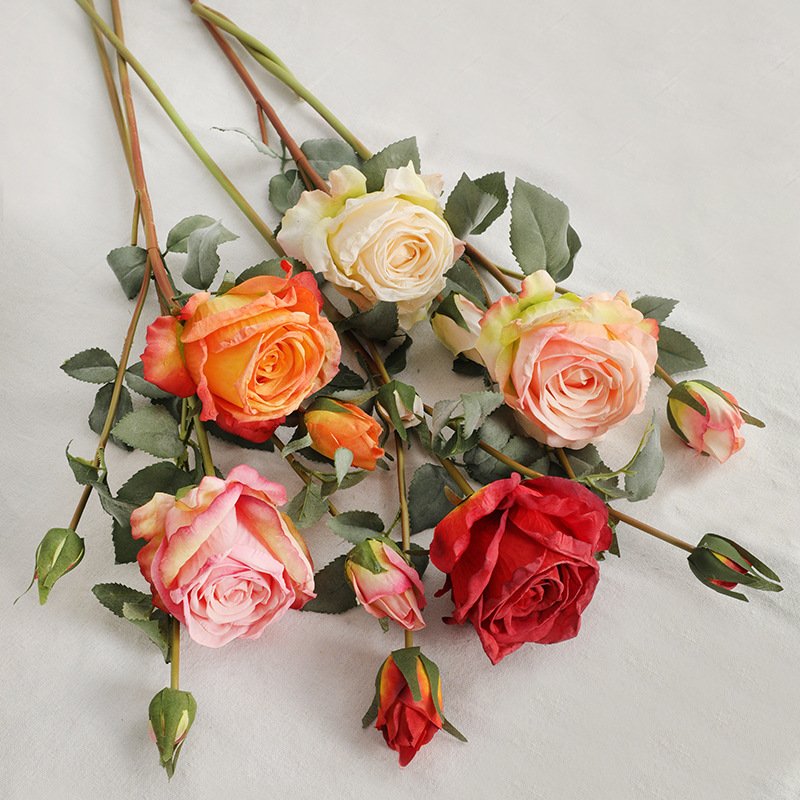 New product single branch 3 heads Greek Roses Artificial Flowers For Home Decoration