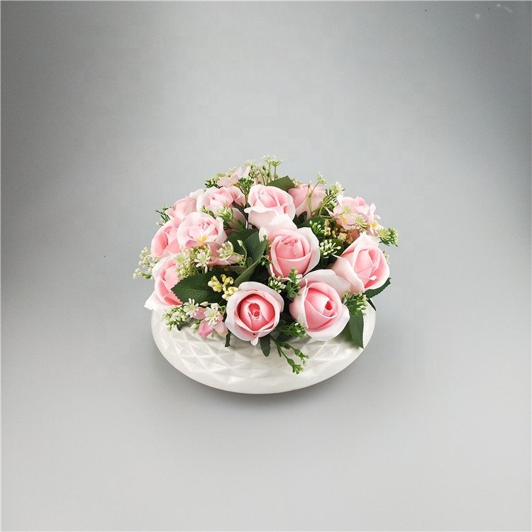 New Arrival hot selling Real Touch Artificial Arrangements Decorative Flower With Vase For wedding Home Decor table centerpiece