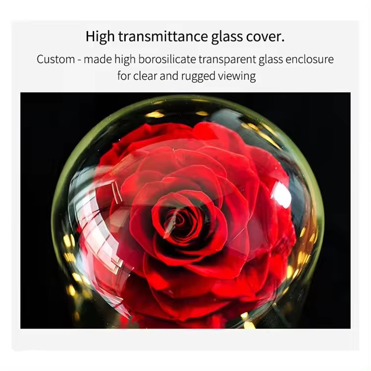 MCflora Real Rose with LED Light Preserved Roses in Glass Eternal Flower Dome for Girl Woman Red Valentine's Day Gift Rose
