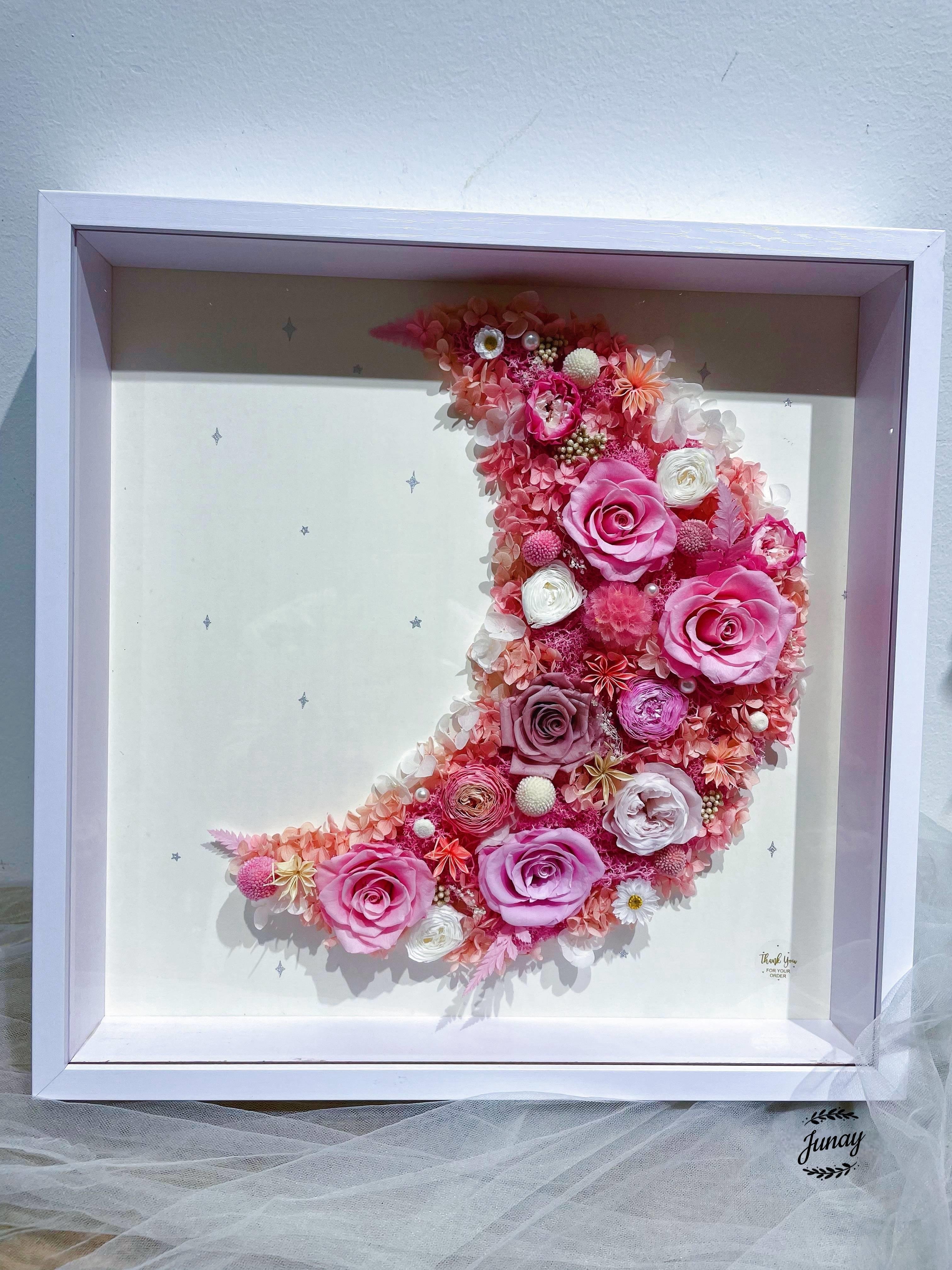 Handmade Man-made board eye-catching stylish 3d effect preserved flowers rose frame album display frame for students