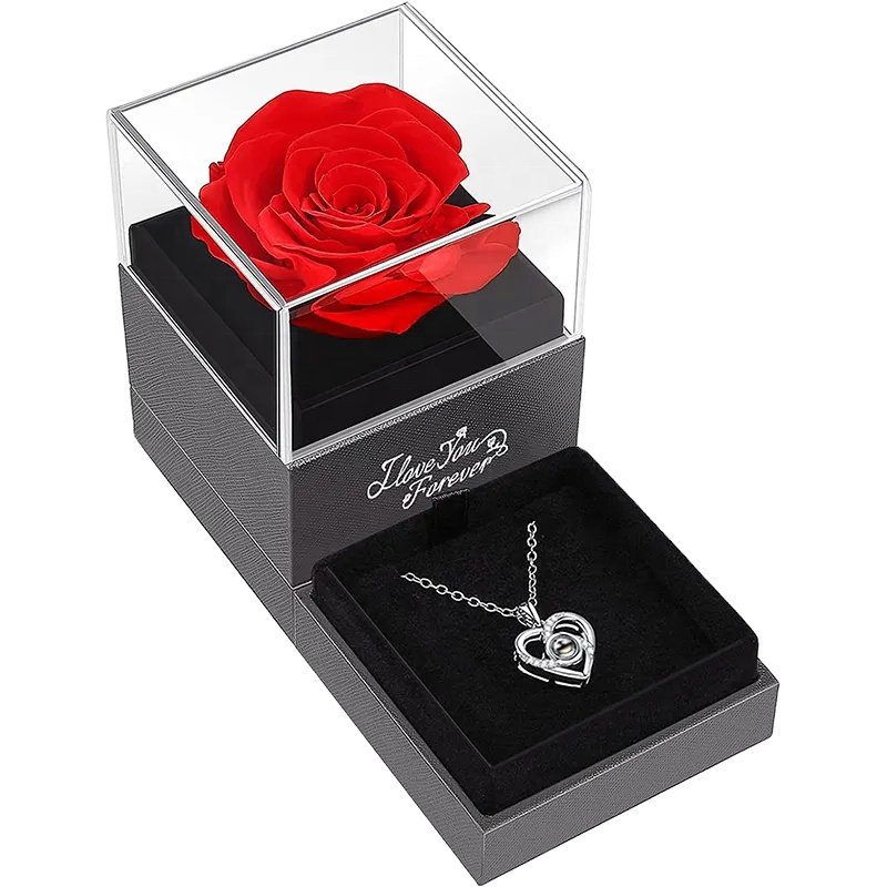 2024 Preserved Rose flower gift box Jewelry necklace ring box for mother's day valentine's day New product ideas