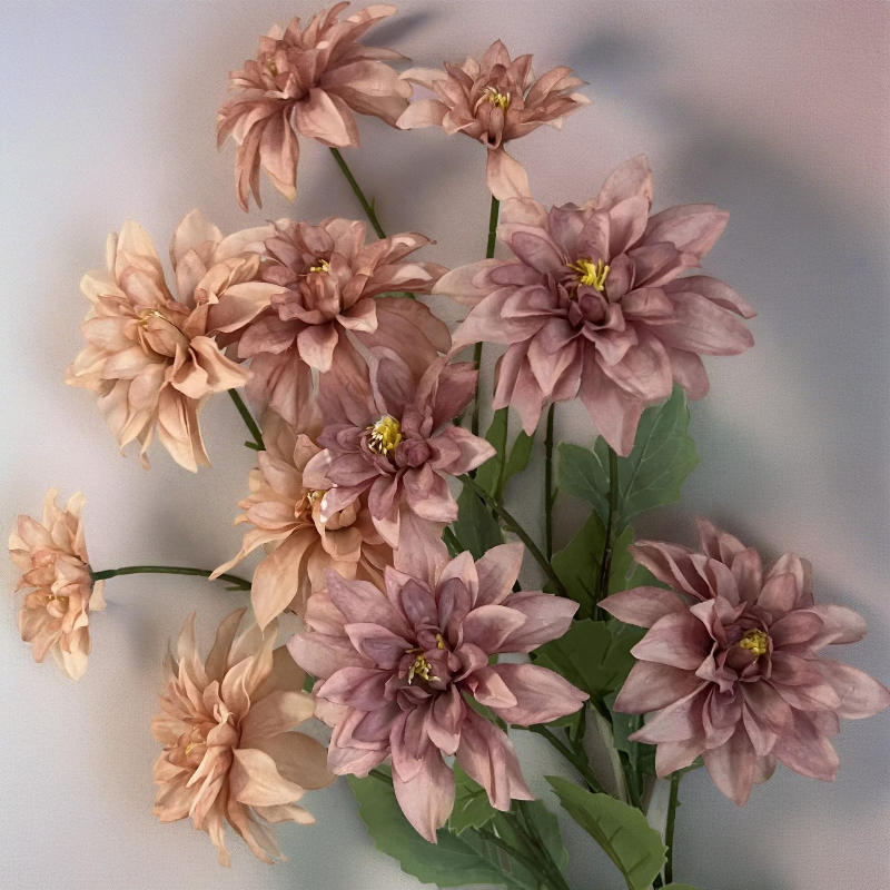 Wholesale Cheap White Artificial Floral 4 Head Dahlia Silk Flower For Wedding
