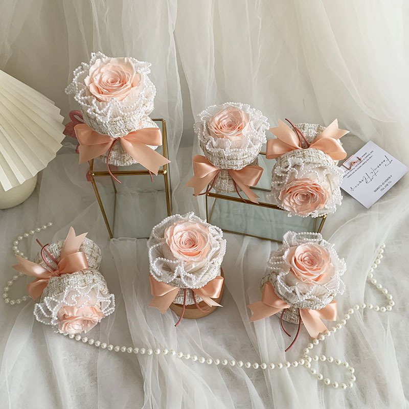 Wholesale Preserved Flower Customized Color Stabilized Eternal Immortal Preserved Roses Mini Bouquet In Box For Mothers Day Gift