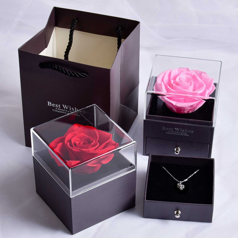 wholesale top seller decoration flowers Preserved Flowers eternal rose preserved rose flowers in acrylic gift box