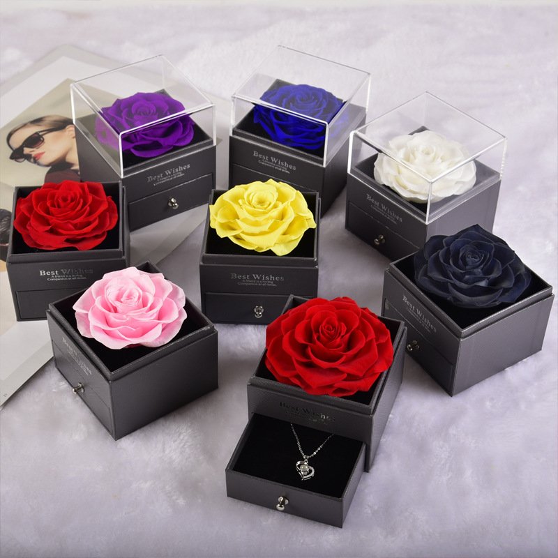 wholesale top seller decoration flowers Preserved Flowers eternal rose preserved rose flowers in acrylic gift box