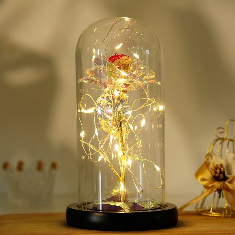 Wholesale Immortal Flowers Preserved Love Couple Bears Rose Glass Cover Gift Christmas Valentine's Day Crafts Ornaments