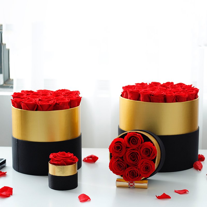 Best seller Valentines Mother Day Eternal Rose Preserved Rose Flowers Round gift boxes natural preserved flowers