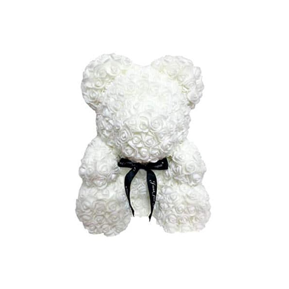 Rose Teddy Bear 25cm White With Gift Box Beautiful Rose Bear For Christmas Anniversary Valentine's Gifts