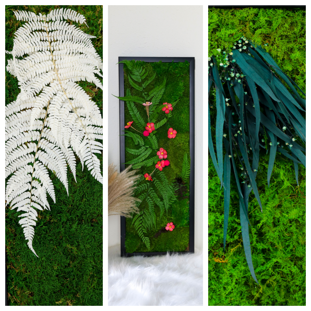 Preserved Flower supplier mosss decor preserved moss wall arts wooden wood photo frame moss wall decoration frame