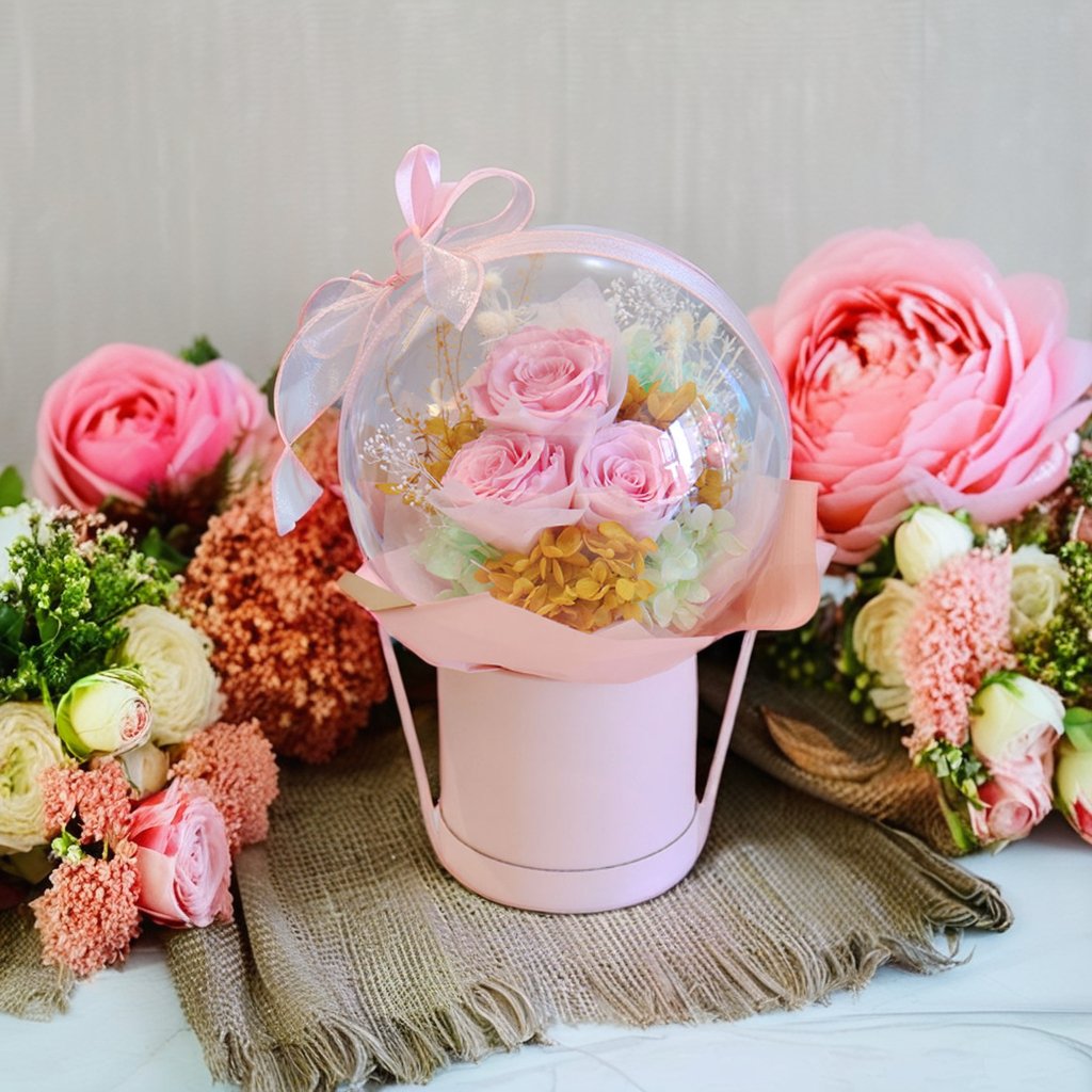 Hot Sale Acrylic Bobble Ball Preserved Flowers Eternal Flowers Mother's Day Valentine's Day Gift Long life Preserved Flowers