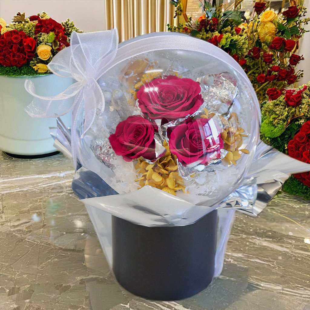 Hot Sale Acrylic Bobble Ball Preserved Flowers Eternal Flowers Mother's Day Valentine's Day Gift Long life Preserved Flowers