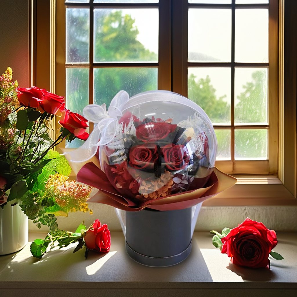 Hot Sale Acrylic Bobble Ball Preserved Flowers Eternal Flowers Mother's Day Valentine's Day Gift Long life Preserved Flowers