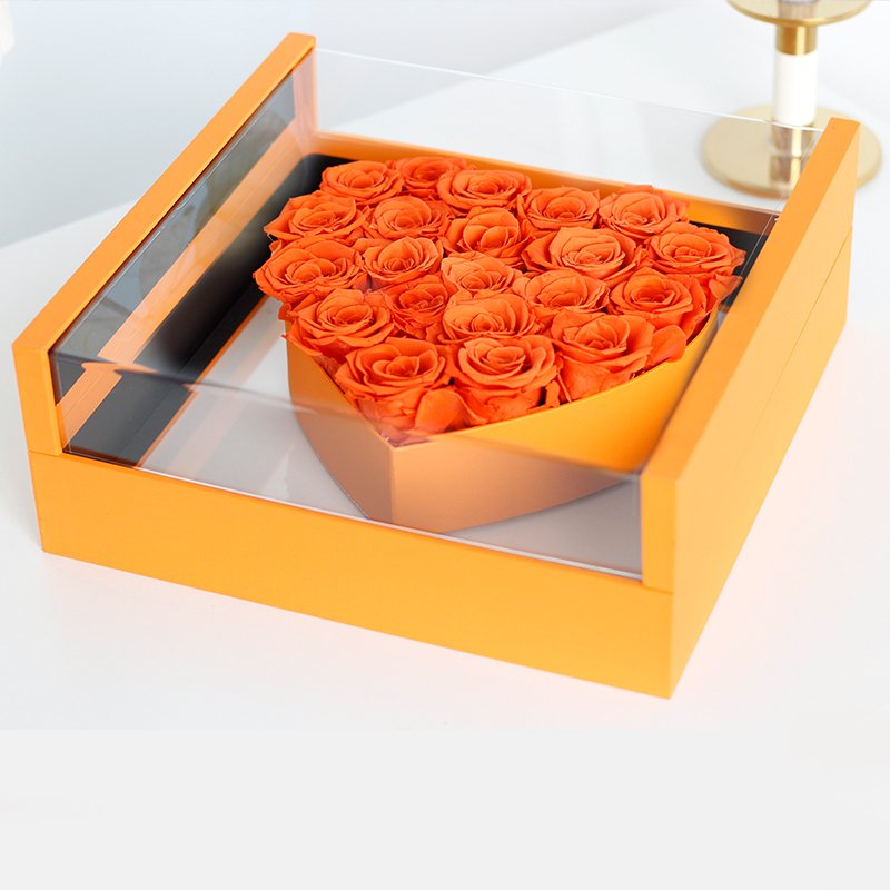Exquisite design Super large heart Preserved Rose In Acrylic Luxury Gift Box For Valentine Wedding Confession and proposal