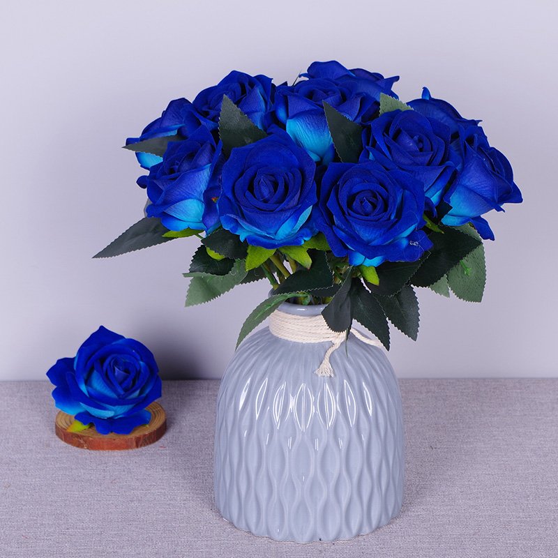 Single Preserved Rose Short Stem Artificial Rose Flowers Velvet Fabric Roses Natural Touch