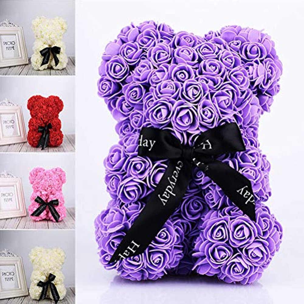 Best Selling Rose Teddy Bear 25cm with white Heart Beautiful Heart Rose Bear For Valentines Day Anniversary Gifts