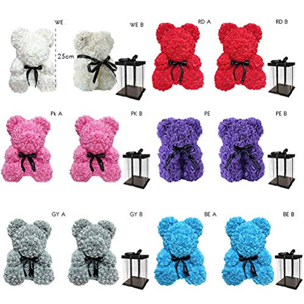 Best Selling Rose Teddy Bear 25cm with white Heart Beautiful Heart Rose Bear For Valentines Day Anniversary Gifts