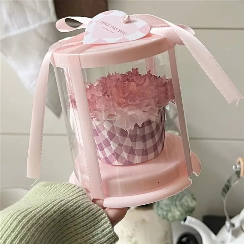 New Arrival Infinity Flower Mini Gift OEM Preserved Rose With Clear Box Protection 30 Colors Eternal Rose In Cake Box