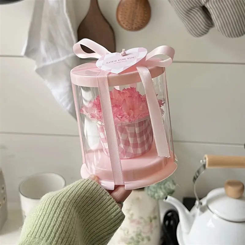 New Arrival Infinity Flower Mini Gift OEM Preserved Rose With Clear Box Protection 30 Colors Eternal Rose In Cake Box