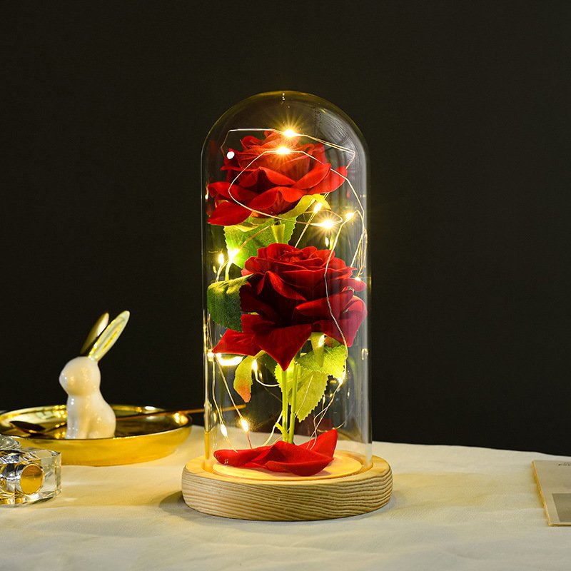 preserved roses glass dome led lights colors eternal rose preserved flower in glass dome for Valentine's Day Wedding