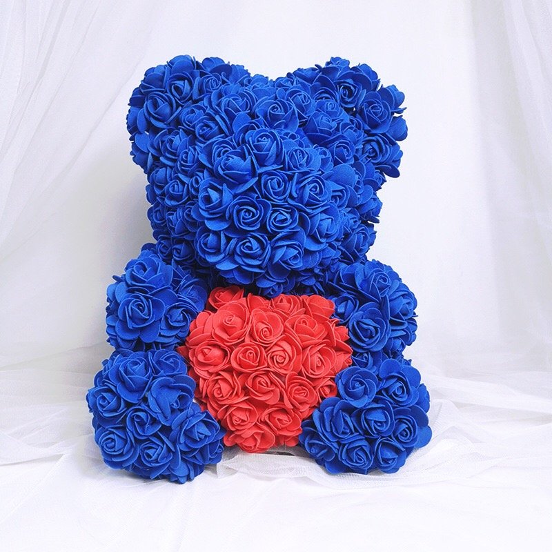 Most Popular 25cm 40cm Foam Rose Teddy Bear With Gift Box Preserved Roses Bear Teddy In Acrylic Gift Box For Valentine's Day