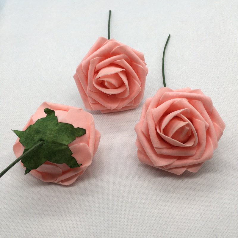 Artificial Rose Flowers Box Real Looking with Stems For DIY Wedding Bouquets Bridal Shower Party Blush Foam Roses